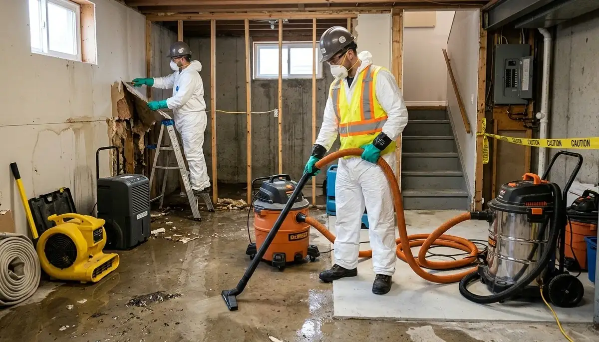 Tulsa, OK basement flood cleanup with water extraction and storm damage restoration crew
