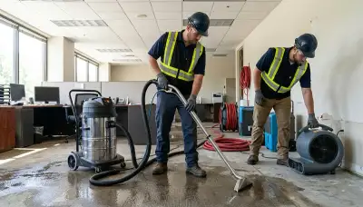 Tulsa, OK water damage crew cleaning up burst pipe flooding in a home