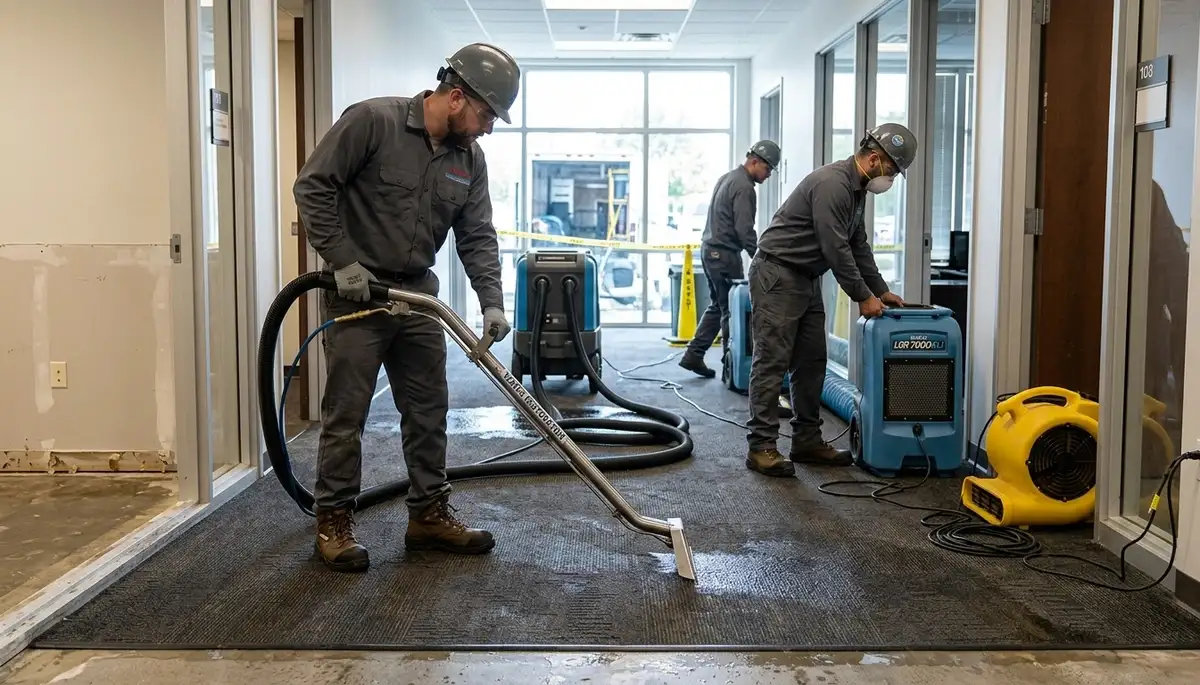 Commercial water damage restoration service in Tulsa, OK for storm runoff and flooding cleanup