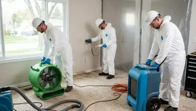 Tulsa, OK water damage restoration crew drying a flooded home after emergency storm cleanup