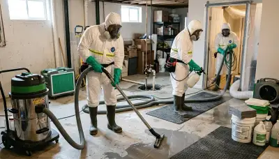 Sewage cleanup team restoring a Tulsa, OK home after sewer backup and water damage