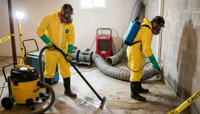 Sewage cleanup technician restoring a Tulsa, OK home after a sewer backup and water damage