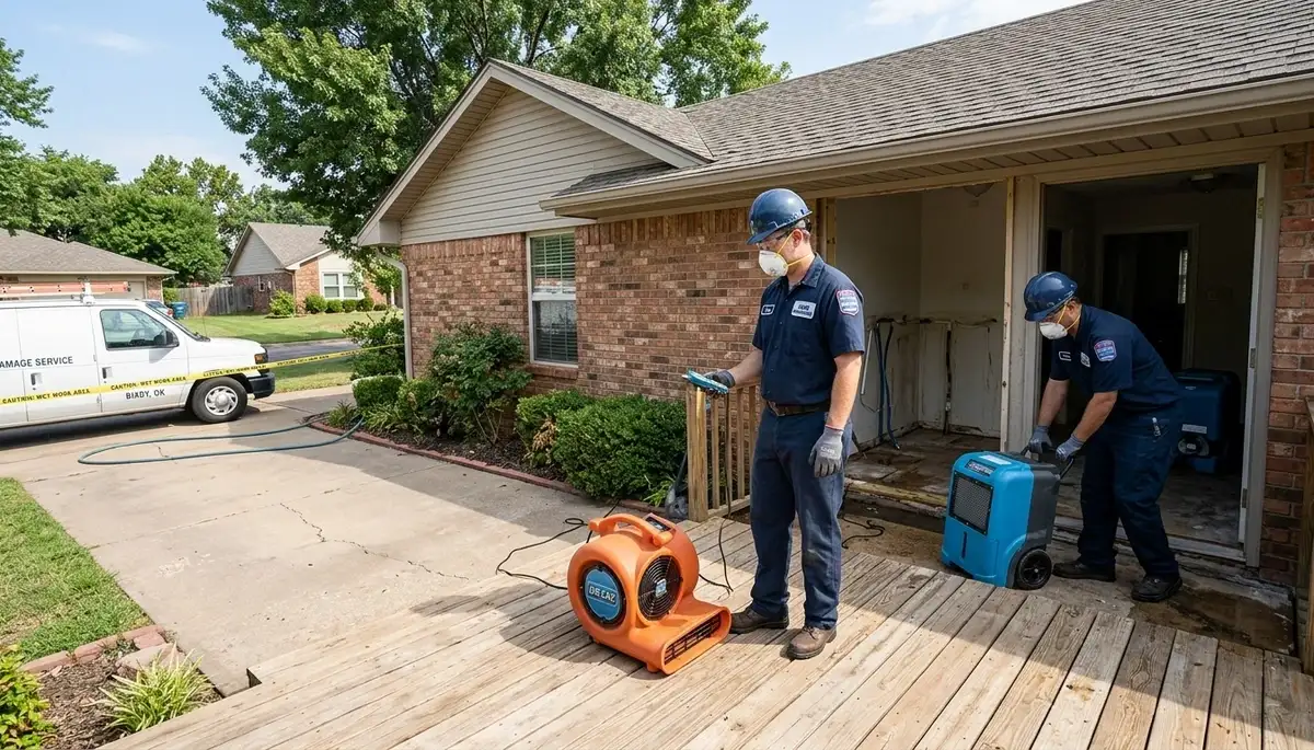 Water damage restoration team serving Tulsa, OK for emergency water cleanup and repair