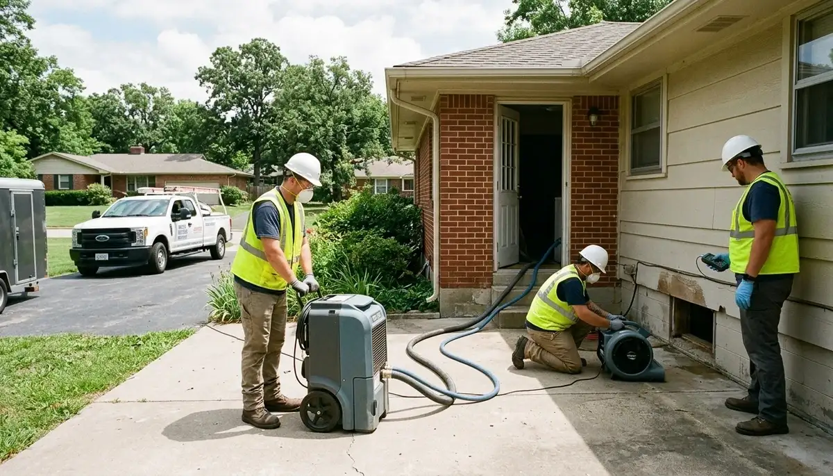 Water damage restoration team serving Tulsa, OK on a local business service page