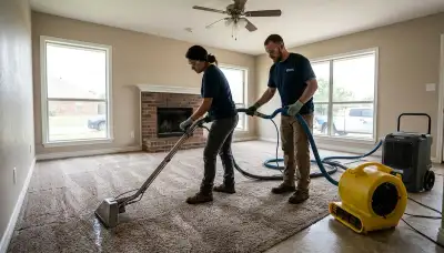 Tulsa, OK water damage restoration team inspecting a flooded home for cleanup and repairs